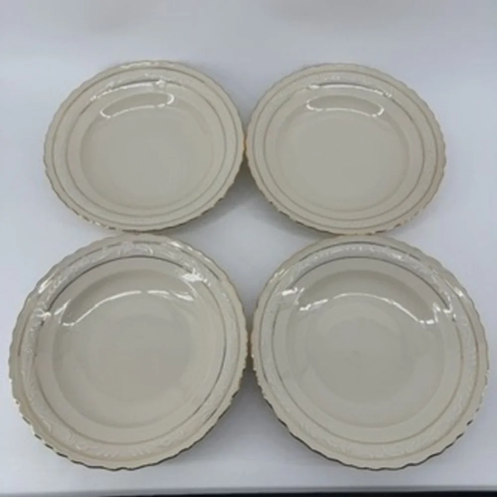 Vintage Bavaria Sonnenporzellan D&R Weiden Stadt Gold Trim Soup Bowls Set of 4